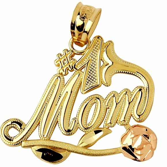 14k Gold Number One #1 Mom Pendant Mother day gift